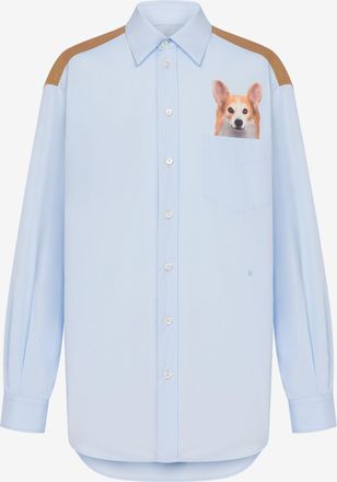 Moschino Camicia in popeline di cotone stampata - Blu
