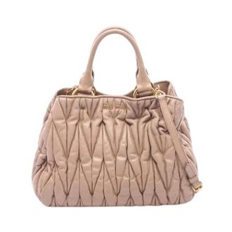 Miu Miu Pre-owned Handbags, female, Pink, Size: ONE SIZE Pre-owned Matelasse 2way Leather Handbag