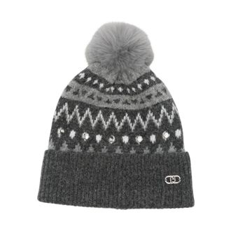 Liu Jo Berretto con Pompon e Borchie - - Accessories - Donna - Grigio - ONE SIZE
