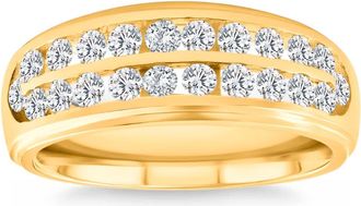 Pompeii3 1 Ct Diamond Mens Double Row Wedding Ring 10k Yellow Gold