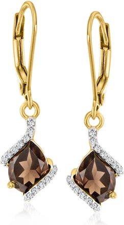 Ross-Simons Smoky Quartz Drop Earrings With. Diamonds in 18kt Gold Over Sterling