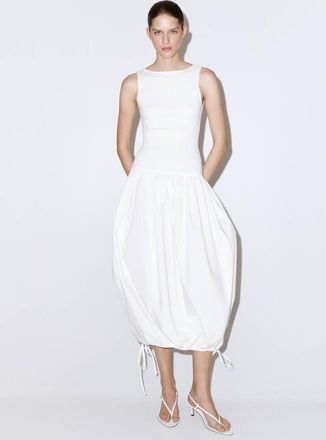 Mango Vestito tessuto combinato schiena scoperta bianco - Donna - XXS - MANGO