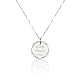 Lily & Roo Silver Large Personalised Rope Disc Necklace