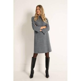 Claudia Sträter wollen A-lijn jurk gebreid grijs