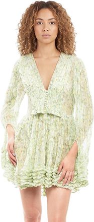 Stella McCartney Green Floral V Neck Mini Dress