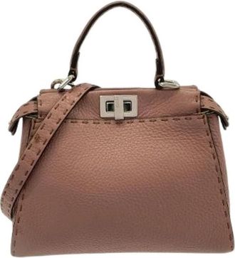 Fendi Pre-owned Selleria Peekaboo Mini Calf Handbag - Dames - Vintage Mini Tas - Roze - ONE Size - Leer - Vintage