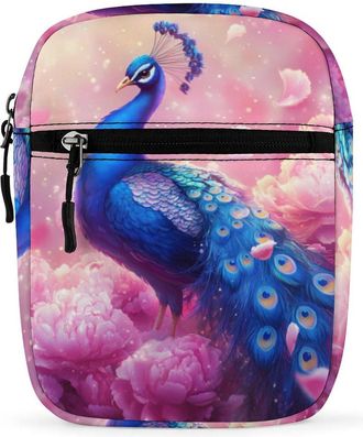 Generic Peacock Flower Crossbody Bag Adjustable Satchel Cute Shoulder Bag Lightweight Sling Bags