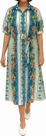 Celina Moon Sabine Shirt Midi Dress In Blue