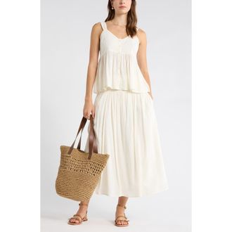Melrose and Market Clip Dot Midi Skirt in Ivory Egret at Nordstrom Rack, Size Xx-Large
