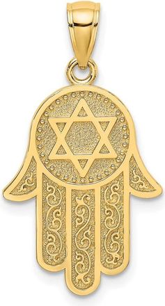 Diamond2Deal 14k Yellow Gold Chamseh with Star Of David Charm Pendant