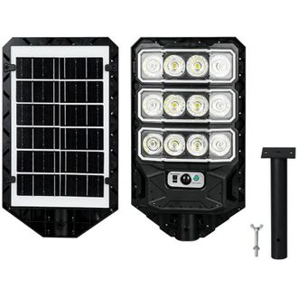 OEM Farola Solar Exterior Ulisem Con Control Remoto Y Sensor De Movimiento, 12 Led Impermeables Para Aparcamientos, Patios Y Calles