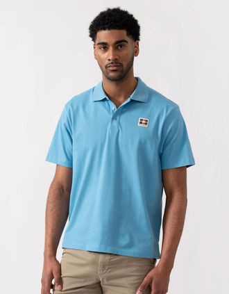 Aquascutum Mens Aquascutum Mens Stretch Piquet Badge Polo Shirt - Avio 18 - Blue - Size: 42