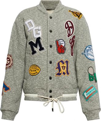 Dolce & Gabbana Jas met patches - Heren - Bomber jackets - Grijs - M - Katoen - Jassen