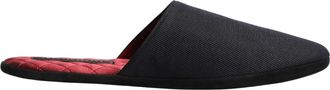 Dolce & Gabbana Dark Navy Wool Cotton Red Chevron Slippers Mens Shoes