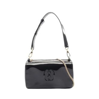Bally Pre-owned Emblem Octogone patent leather 2way shoulder bag - Dames - Pre-owned - Zwart - Maat: ONE Size Leer