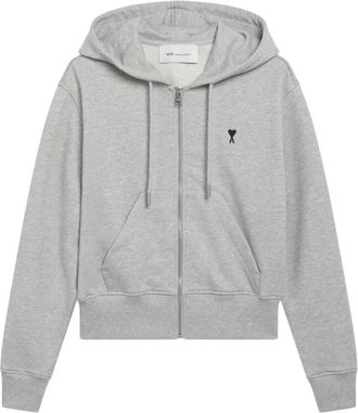 Ami Quota Hoodie - Dames - Vesten met rits - Grijs - M - Katoen - Hoodies & sweatvesten