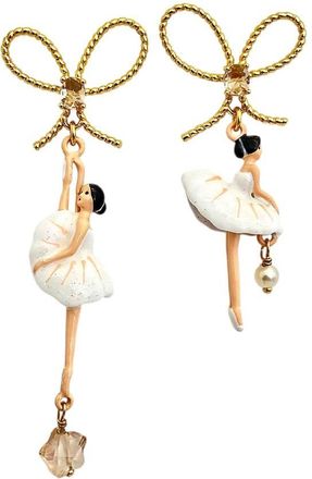 Les N&eacute;r&eacute;ides Star Ballerinas White Asymmetrical Earrings