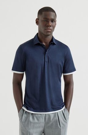 Brunello Cucinelli Polo with shirt collar in Azure at Nordstrom, Size Xxx-Large Eu