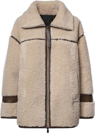 Pinko Natuurlijke Oversized Jas van Faux Shearling - Dames - Jassen - Bruin - S - Polyester - Jassen