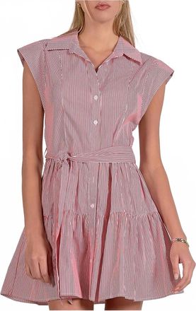 Elan Rosie Striped Dress In Red