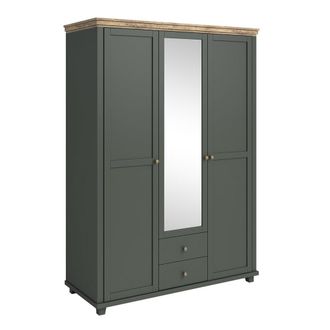 Petits Meubles Armario de 3 puertas paneles laminados verde y madera