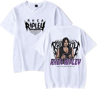 Generic Rhea Ripley T-Shirt Unisex Round Neck Short Sleeve Tee Casual Streetwear Tops (White,XS)