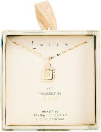 Leith Initial Pendant Necklace in A- Clear- Gold at Nordstrom Rack