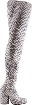 Burberry Anita Over-The-Knee 110 mm Heel Boot in Silver/Crystal, Brand Size 36 ( US Size 6 )