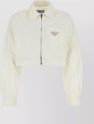 Prada jacket denim chest pocket collared cropped