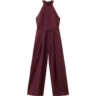 Mango Sleeveless Wide Leg Jumpsuit in Wine at Nordstrom, Size X-Small