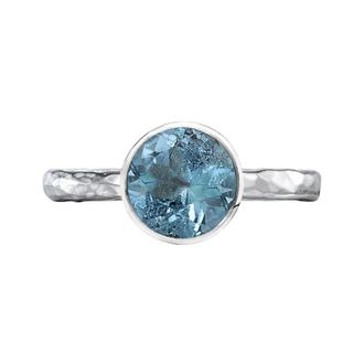 Dower & Hall 8mm Blue Topaz Hammered Twinkle Ring