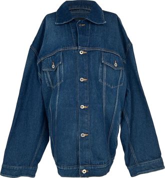 Off-white Arrow-Patched Oversized Denim Jacket in Blue Cotton