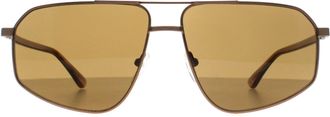 Calvin Klein Aviator Mens Matte Amber Gold Brown CK23126S Metal - One Size