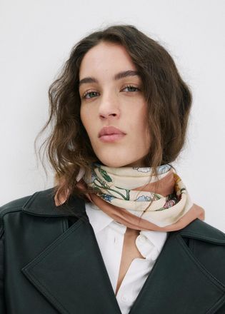 Mango Foulard satinato floreale beige - Donna - Taglia unica - MANGO