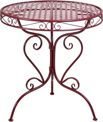 Beliani Mesa De Balc&oacute;n Exterior Tablero Redondo De Metal Con Volutas Decorativas Borgo&ntilde;a Albinia