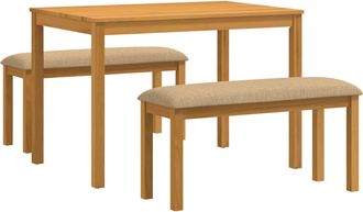 vidaXL Conjunto De Comedor 3 Uds. Beige Madera De Roble S&oacute;lido Vidaxl