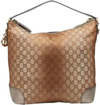 Gucci Pre-owned Vintage Canvas Schoudertas - Dames - Vintage Schoudertas - Bruin - ONE Size - Vintage