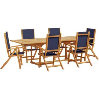 vidaXL Juego Comedor De Jard&iacute;n 7 Pzas Madera Maciza Acacia Y Textileno Vidaxl