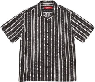 SUPREME SS26 Old English Stripe Silk S/S Shirt Black SUP-SS26-299-BLK