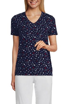 Lands End Relaxed Supima Cotton T-Shirt in Deep Sea Navy Stars at Nordstrom, Size X-Small P