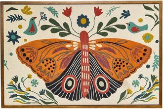 Two's Company Handcrafted Butterfly Embroidered Wall Art