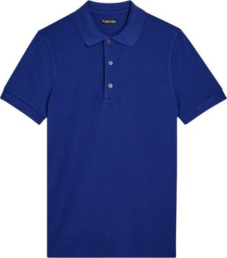 Tom Ford Logo-embroidered Piqu&eacute; Lyocell and Cotton-blend Polo Shirt - Blue - 52 (IT52 / XL)