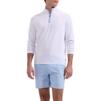 Bugatchi Kai Palm Print Swim Trunks in Vista Blue at Nordstrom, Size Xx-Large