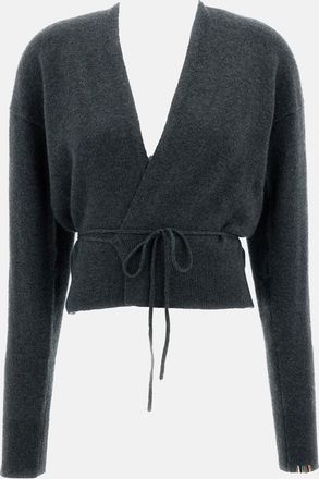 Extreme Cashmere Grey Ella Ballerina V-Neck Cashmere Wrap Cardigan