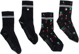 Arebesk 2-Pack Classic Crew Grip Socks in Black Multi at Nordstrom, Size Medium