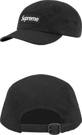 SUPREME Washed Chino Twill Camp Cap Black White SUP-FW22-108