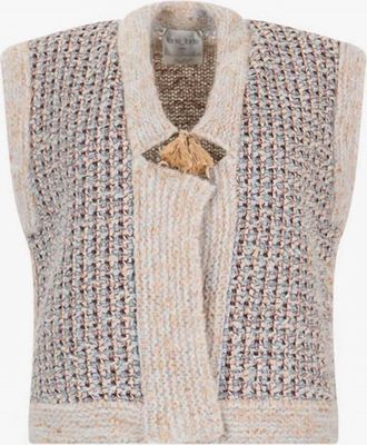 Forte_Forte Womens Fancy Tweed Vest In Grey Multi
