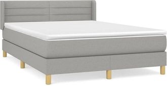 vidaXL Vidaxl - Cama Box Spring Con Colch&oacute;n Tela Gris Claro 140x190 Cm