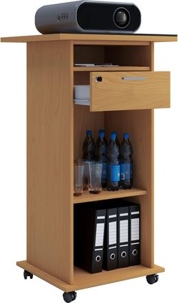 ebuy24 Mesa De Soporte De Madera Vcm Ideal Para Proyectores O Proyectores Con Ruedas Dimensiones: Al. 108 X An. 60 X D. 50 Cm Base Superficie Basculante Caj&oacute;