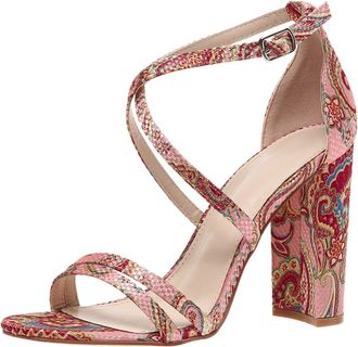 Generic Womens Fashion Embroidered High Heel Sandals with Thick Platform Sole for Elegant and Comfortable Summer Footwear (6.5)